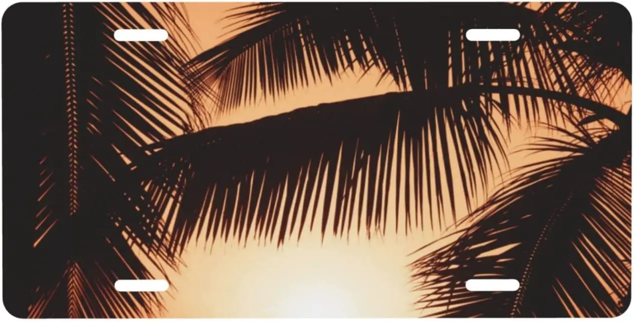 

Personalized License Plate,Dusk Tropical Beach Palm Aluminum License Plate for Car Easy Mounting Indoor/Outdoor 6 X 12 Inch