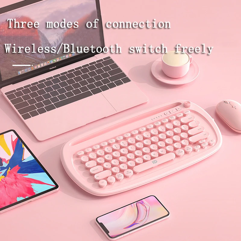 

Беспроводная Bluetooth-клавиатура, 2,4 ГГц, три режима, для ПК, ноутбука, Android, IPhone