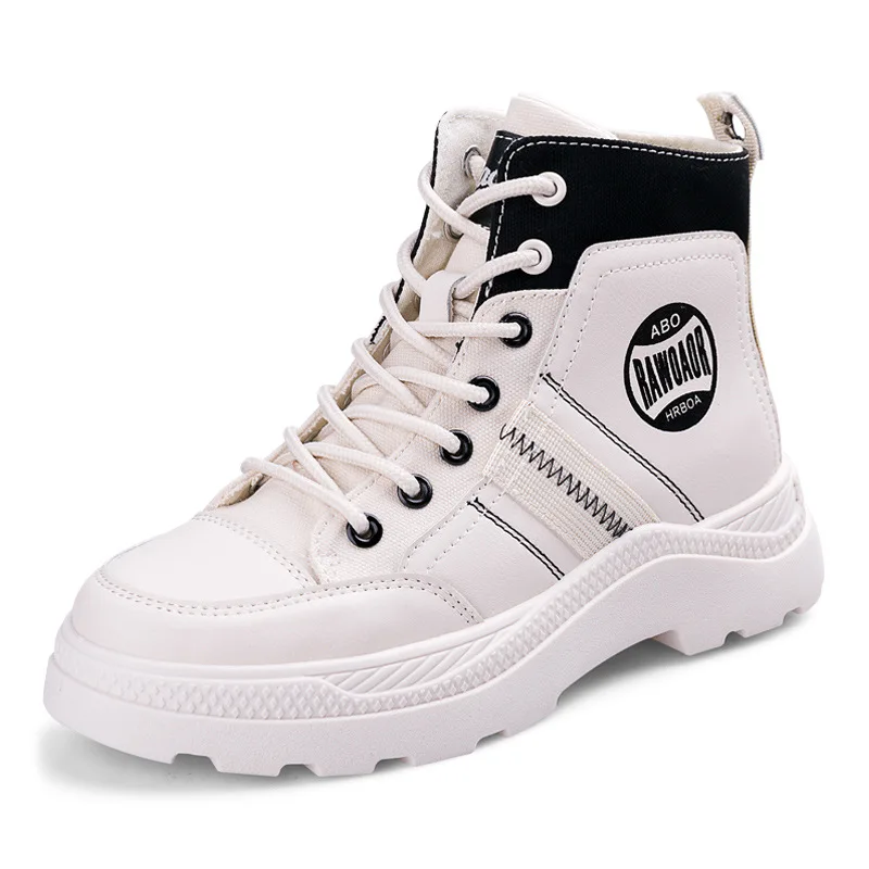 

Thick Heel Short Tube Women Boots Leather Thick Soled Lace Up Shoes Fashion Winter Autumn New Botas Femininas Platform Shoes