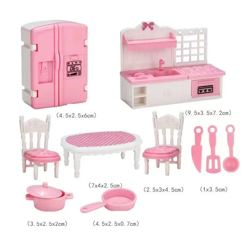 

Kawaii Items 10/Lot Miniature Dollhouse Accessory Toy Furniture Doll Chair Things For Barbie House 5.5'' Dolls DIY Children Game