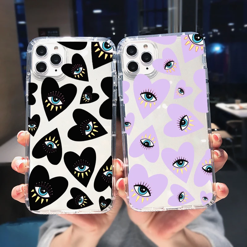 Funny Turkish Lucky Blue Evil Eye Print Phone Case For iPhone 13 12 Pro MAX 11 X XS XR 14 8 7 6Plus Clear Soft TPU Cover Coque