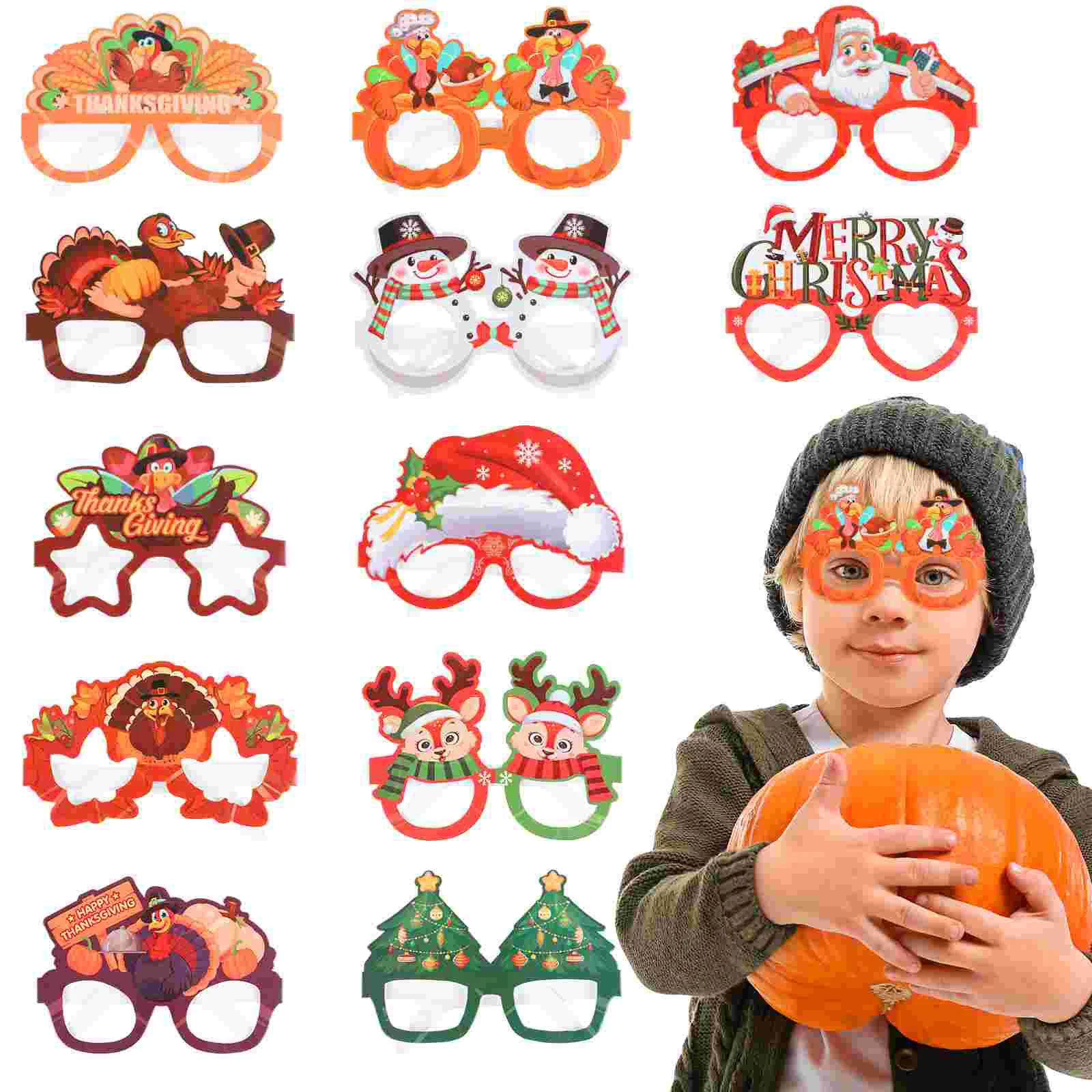 

Glasses Christmas Party Thanksgivingkids Eyeglasses Favors Adults Turkey Photo Holiday Decorations Props Cosplay Paper Gifts