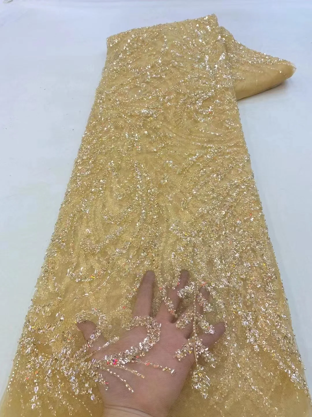 

Африканский французский 2023 Тюль с вышивкой и блестками и жемчугом, Высококачественная Роскошная фототкань для свадьбы