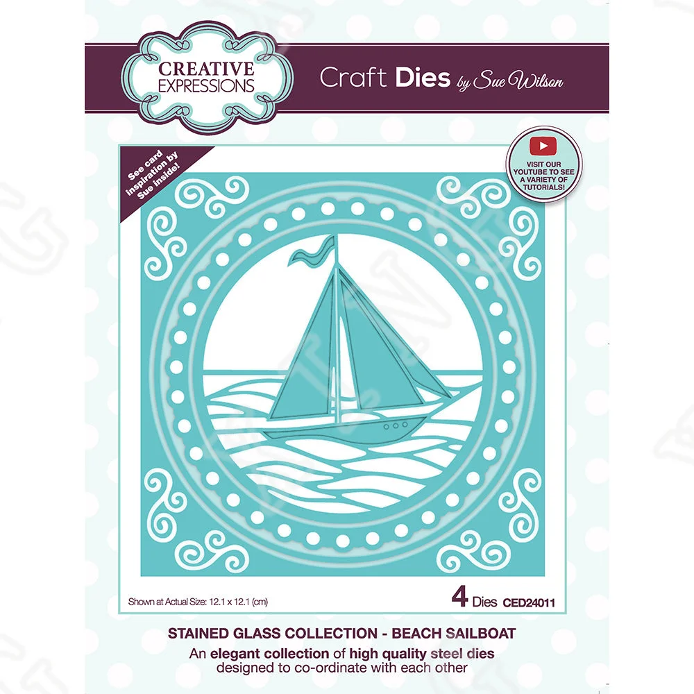 

Stained Glass Beach Sailboat Metal Cutting Die Scrapbook Embossed Paper Card Album Craft Template Stencils New for 2022 Arrival
