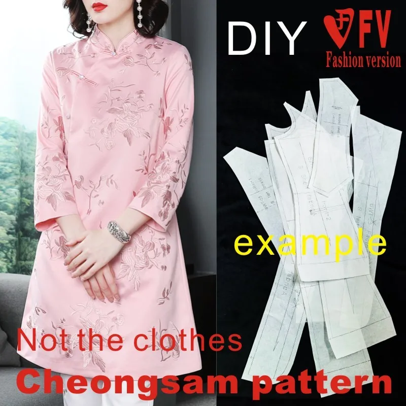 

Декоративный Шов; Улучшенная боковое отверстие китайский с воротником-стойкой Cheongsam узор 1:1 одежды Структура рисунок BQP-55