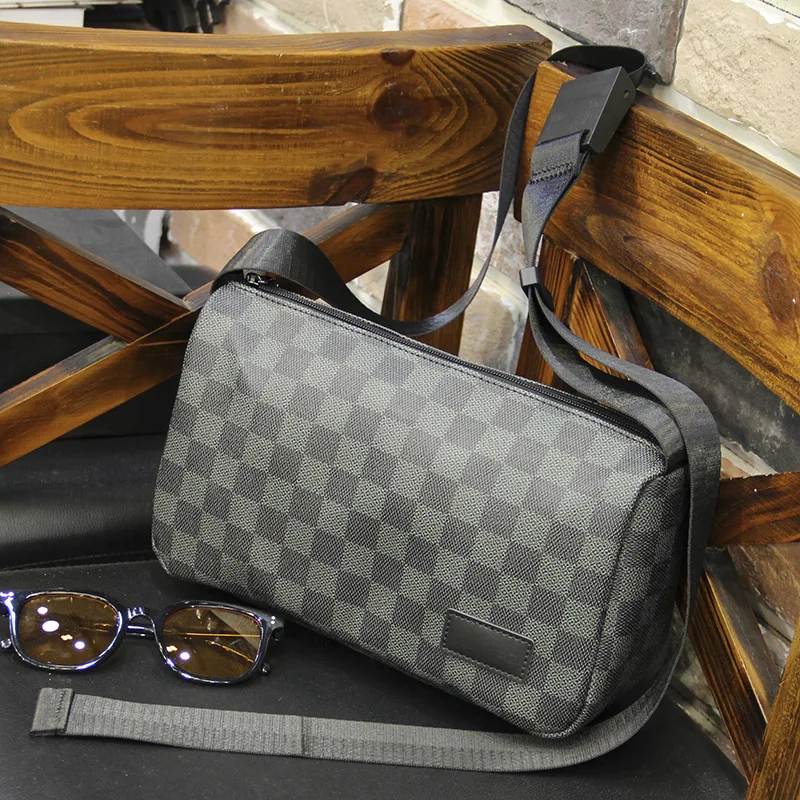 

Hgirxv мужская сумка 2023 Корейская Стильная мужская сумка через плечо горизонтальная клетчатая сумка через плечо модная повседневная маленька...