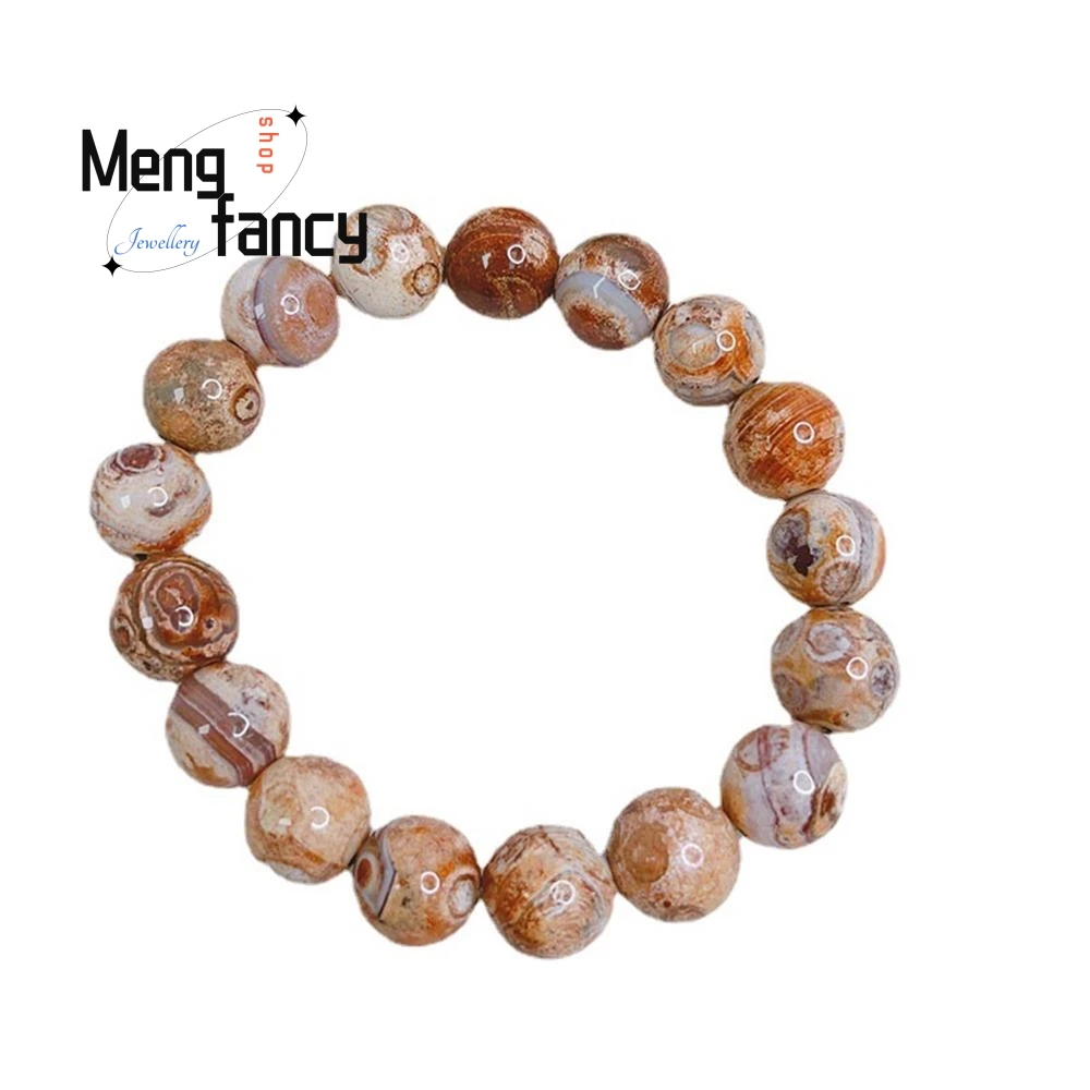 Браслет из натурального огненного агата с большими бусинами 12 мм