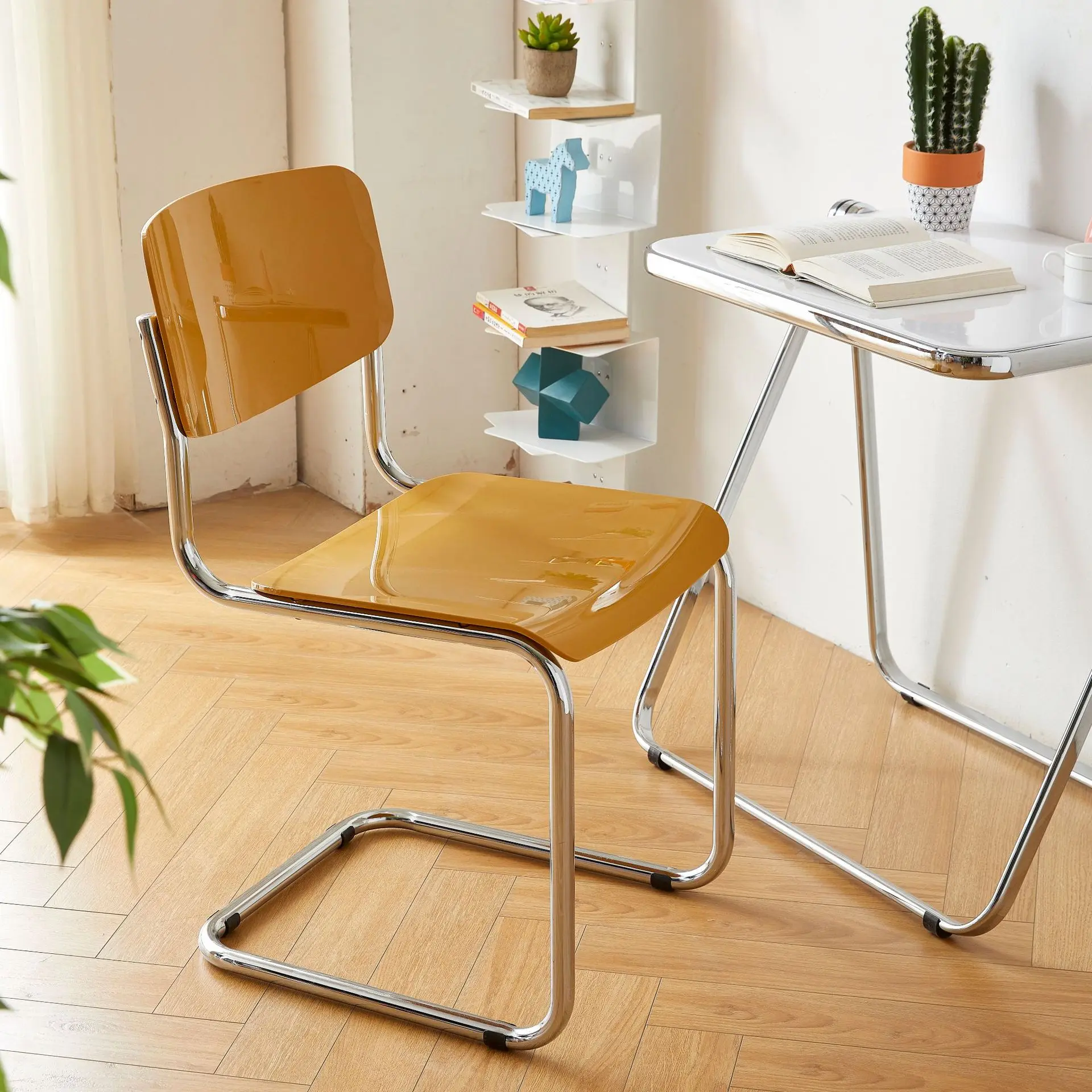 

Modern Minimalist Backrest Dining Chair Home Small Apartment Bedroom Dressing Stool Office Chair Nordic Iron Chair Furniture HY