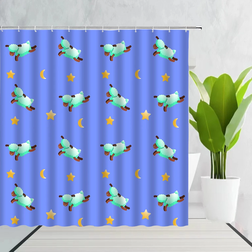 Wild Cartoon Animals Shower Curtains Cute Inspired Design Patterns Fabric Bathroom Decor Waterproof Cloth with Hooks Bath Screen