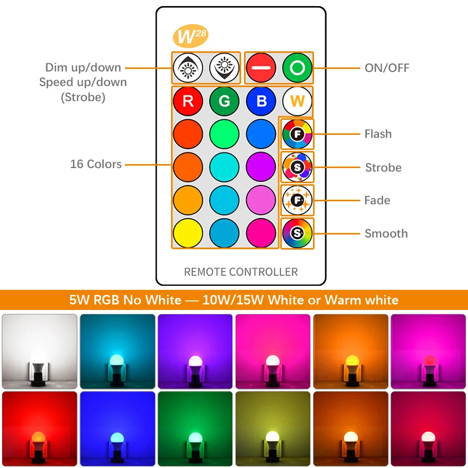 Светодиодная RGB-лампа E27 220 В 110 в | Освещение