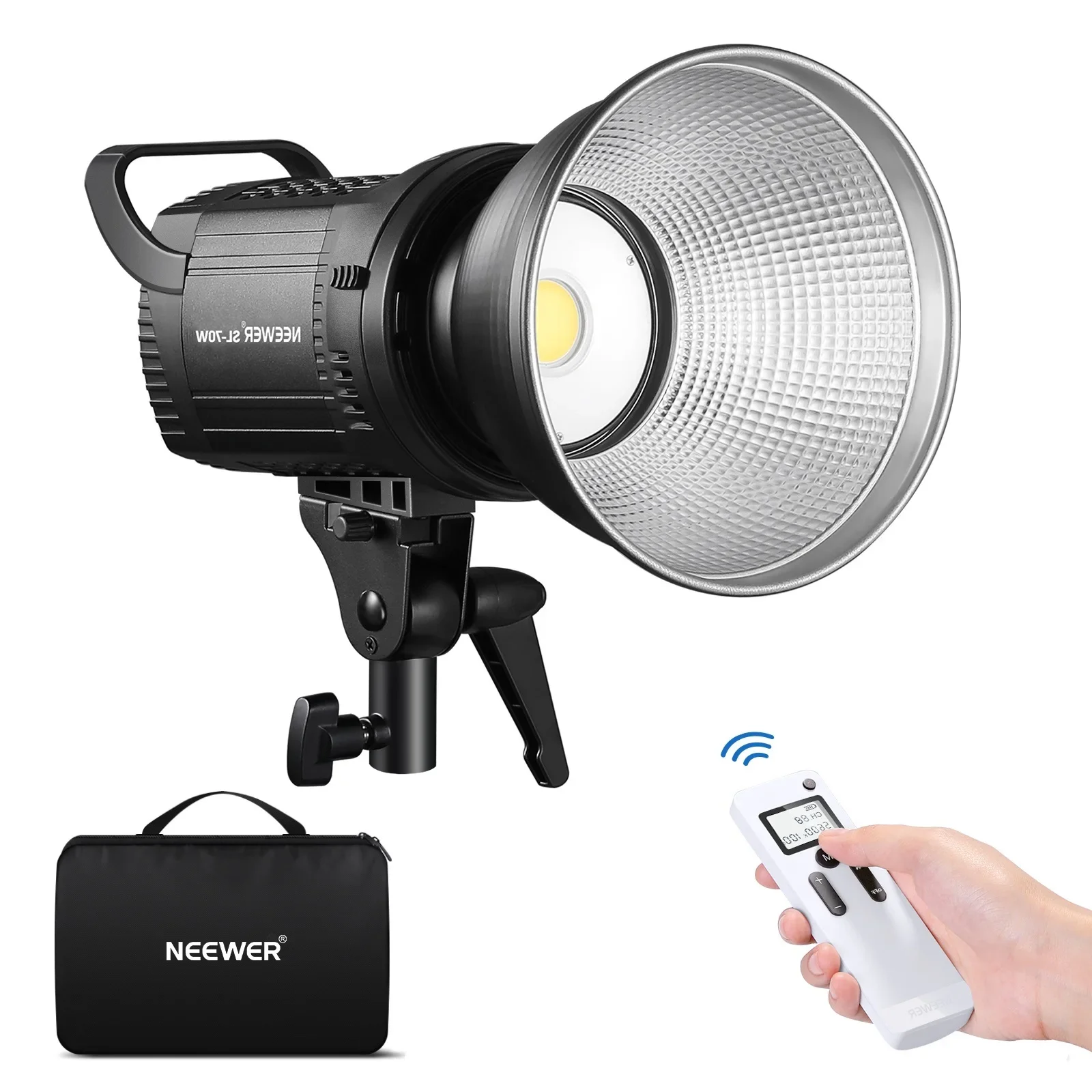 

NEEWER SL-70W COB LED Video Light With 2.4G Remote Control, Continuous Studio Lighting With LCD Panel Lamp; Silent Fan