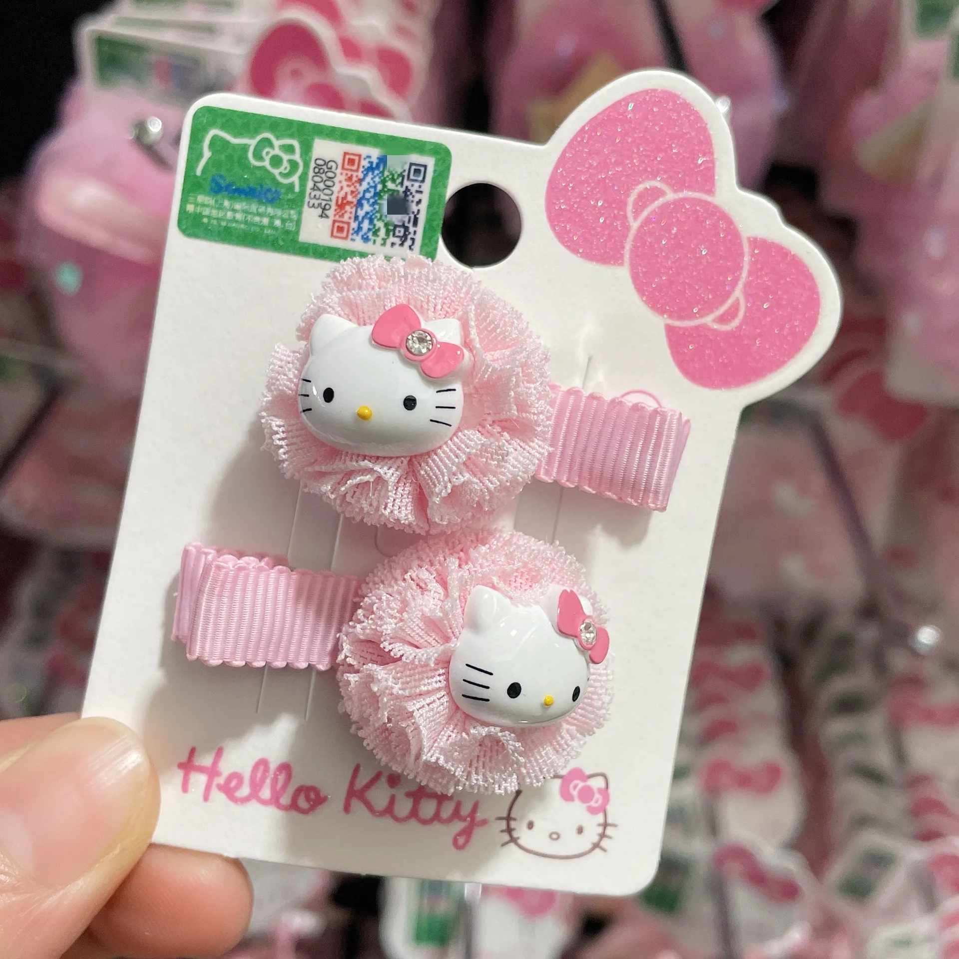 

2 Pcs Hello Kitty Children's Hair Accessories Hello Kitty Baby Headwear Lace Hair Ball Hair Clip a Pair of Hairclips