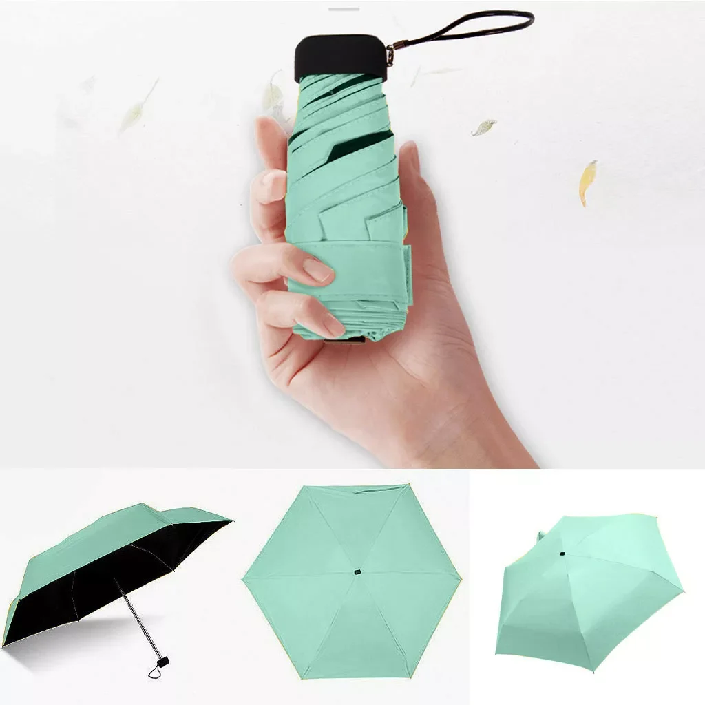 

NEW Umbrella Sun Rain Women Flat Lightweight Umbrella Parasol Folding Sun Umbrella Mini Umbrella Small Size Easily Store Parasol