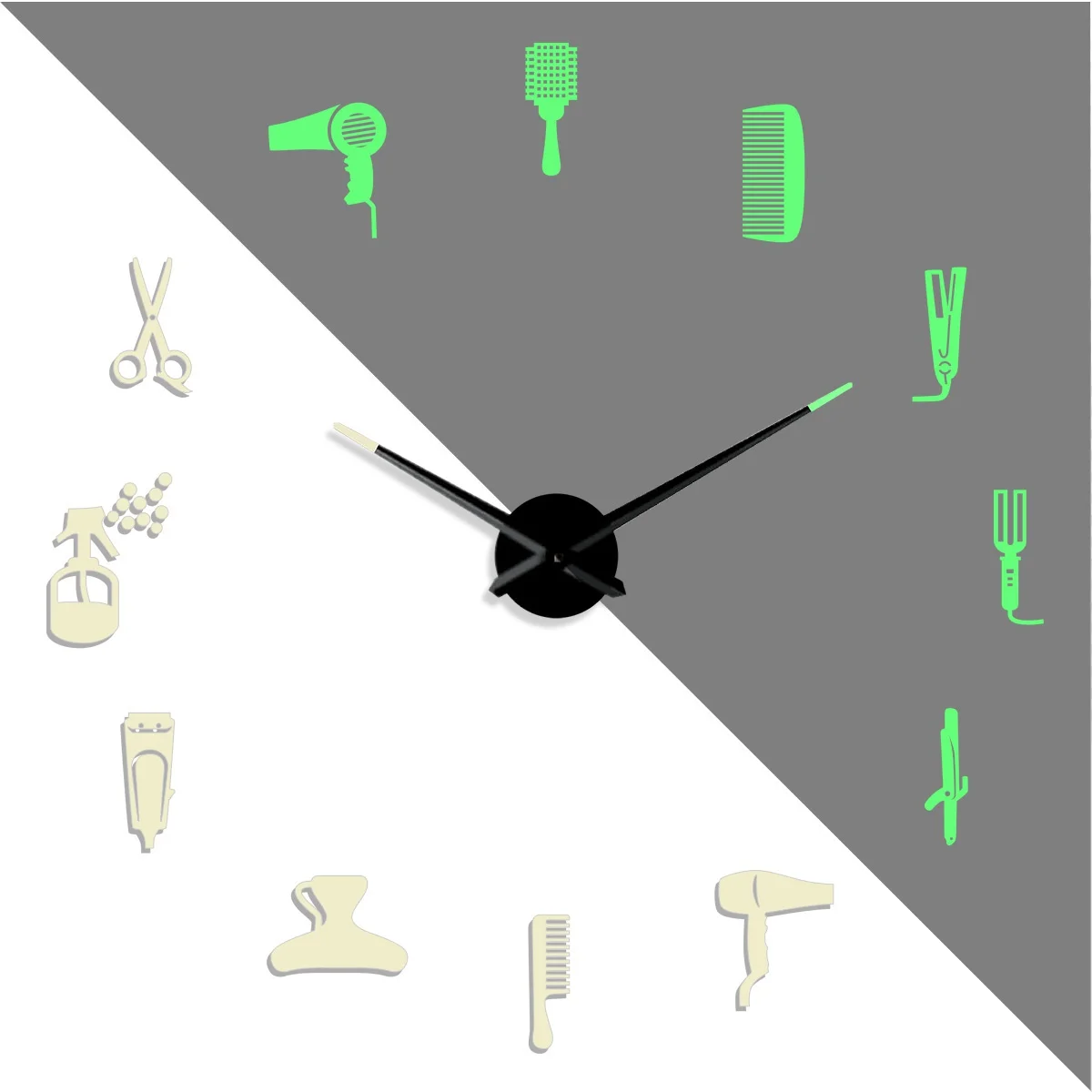 

Hair salon 2 DIY Different Luminous Frameless Wall Clock Decor Modern Design Gift