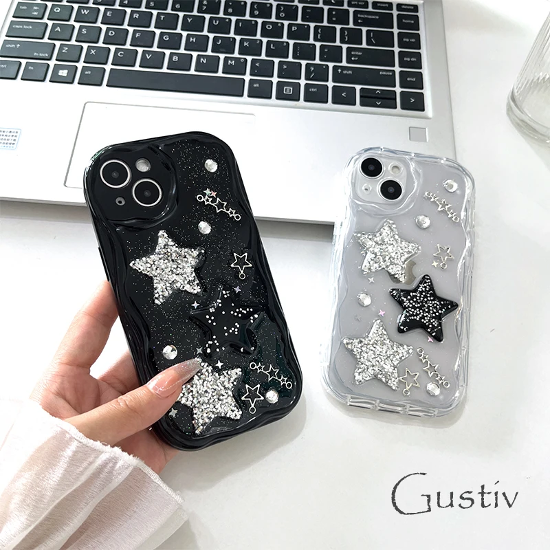 

Luxury 3D Star Diamond Phone Case For iPhone 13 Pro Max 15 Plus Fashion Cases for iPhone 14 11 12 Pro X XR XS Max Back Cover