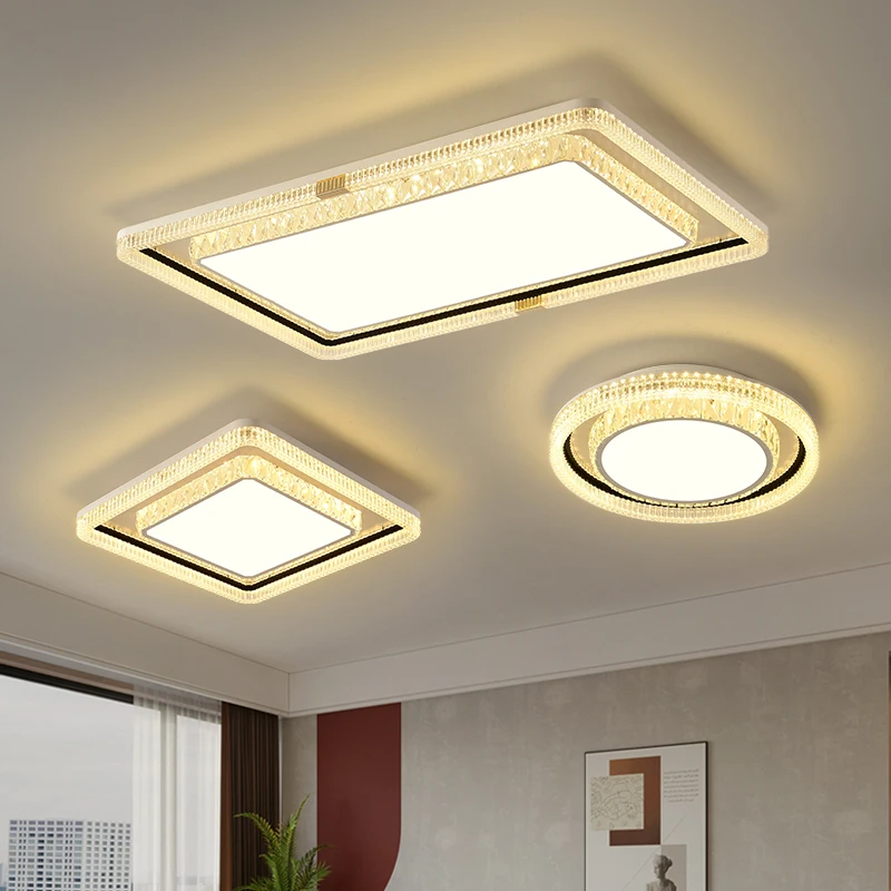 

Simple Modern LED Crystal Ceiling Lights Nordic Living Room Bedroom Study Room Kitchen Restaurant Decor Indoor Home Lighting