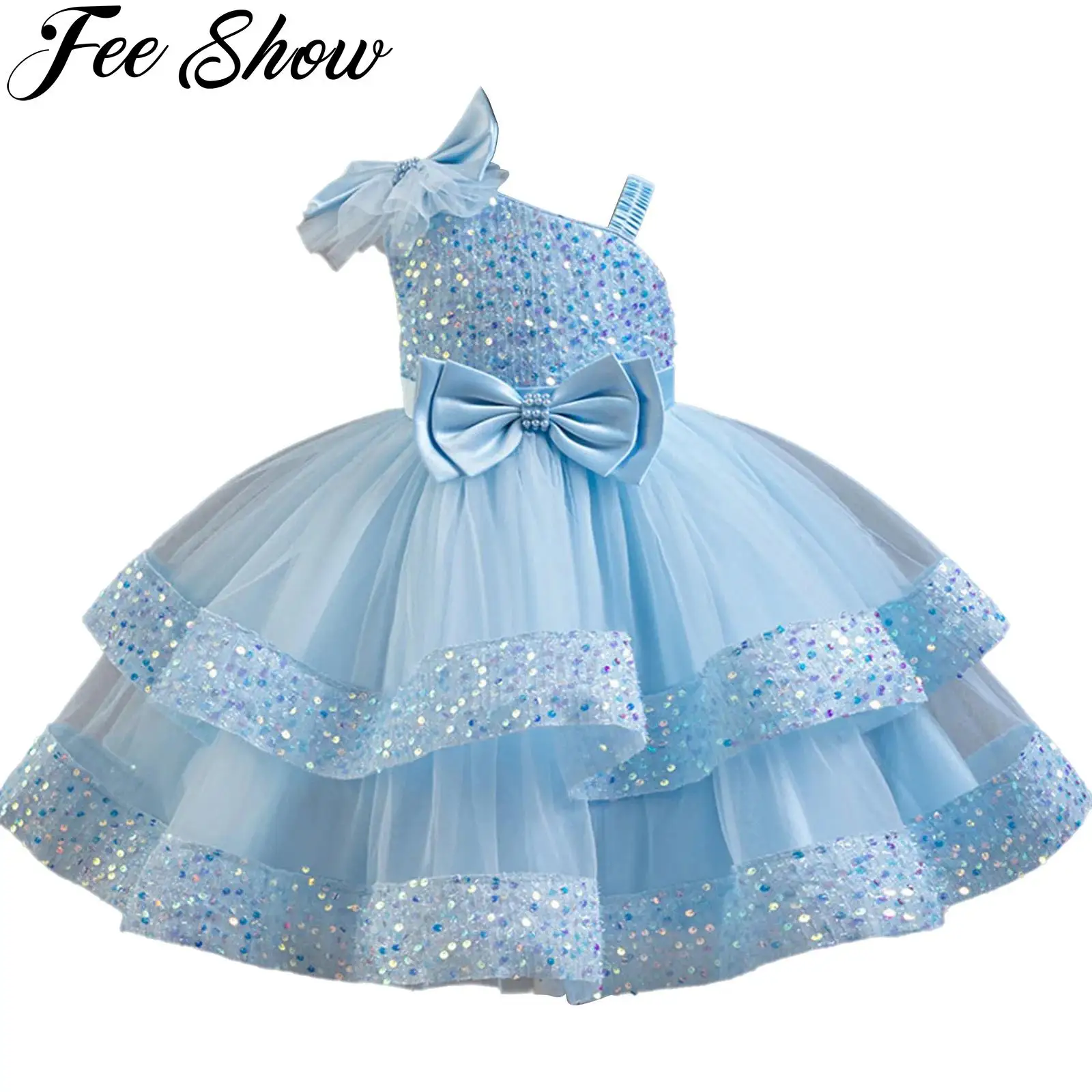 Платье принцессы с блестками для маленьких девочек платье цветочным узором