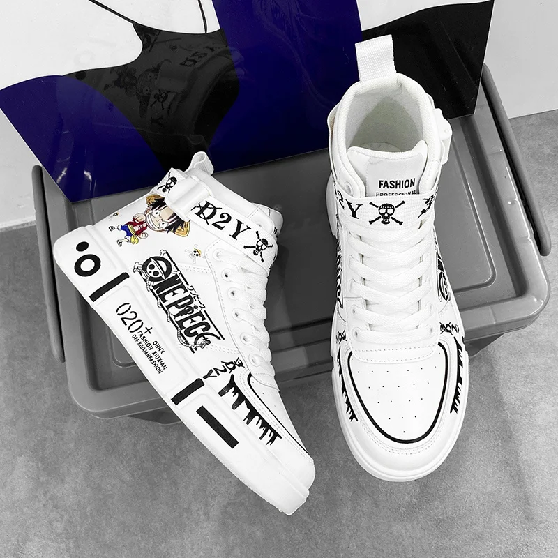Кроссовки с мультяшным принтом для мужчин и женщин высокие кеды дизайнерские