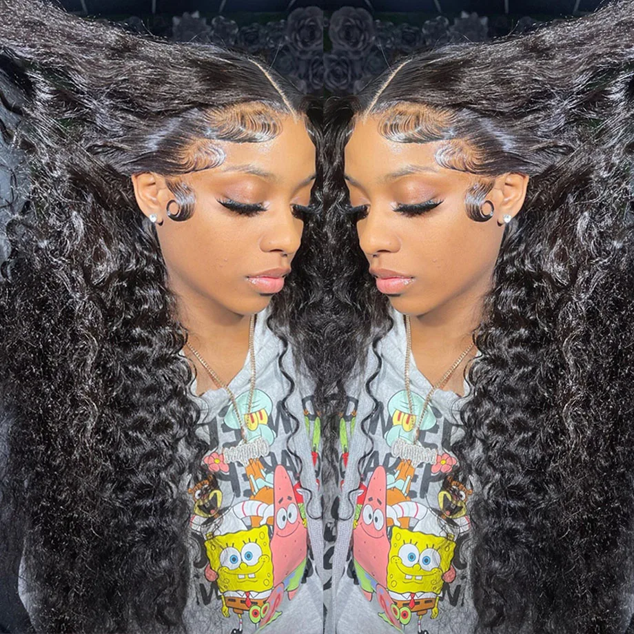 

Парик Brizillian из вьющихся человеческих волос для чернокожих женщин, парик с глубокой волной, волнистые волосы 13x4 HD, прозрачный парик на сетке ...