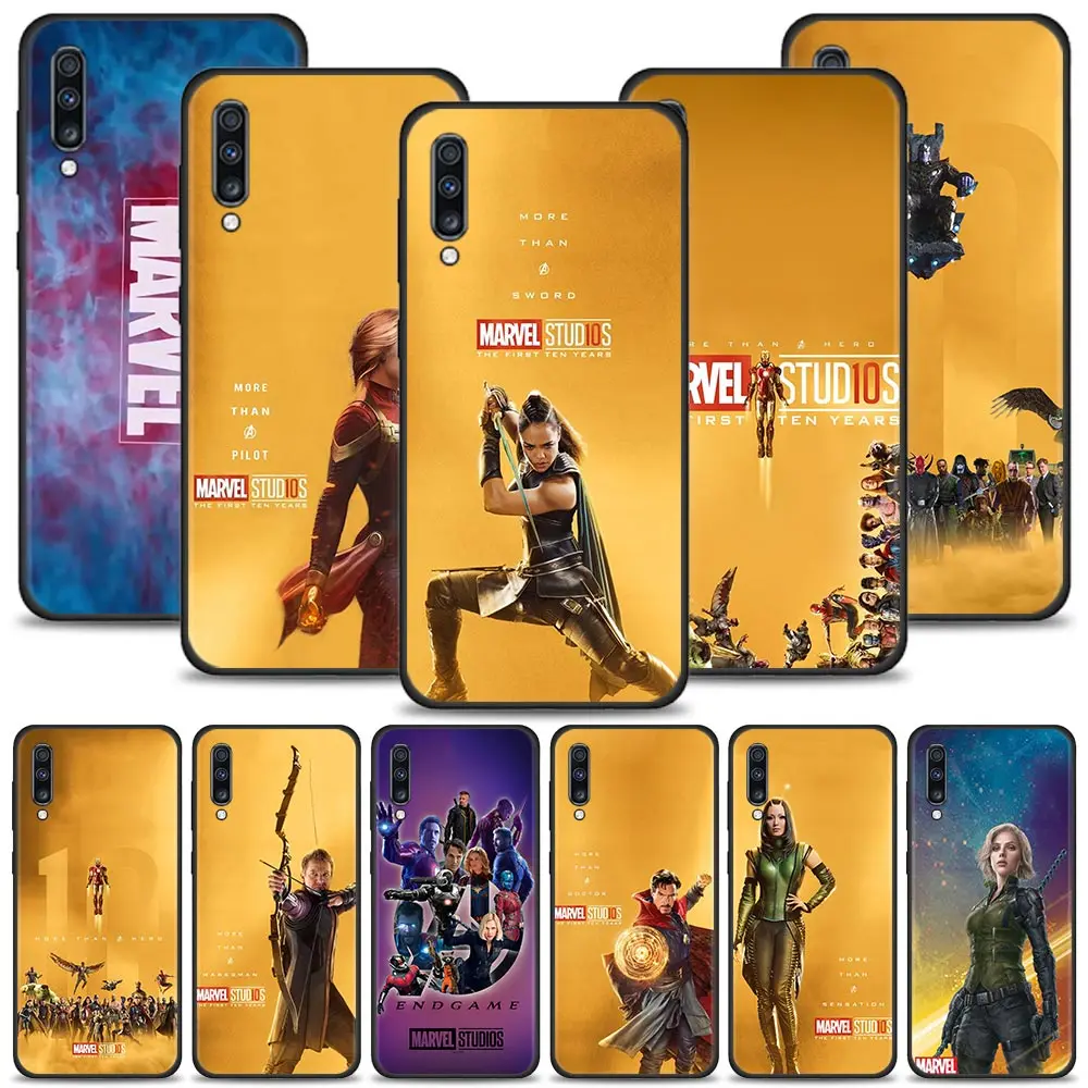

Marvel Phone Case For Samsung Galaxy A50 A10 A70 M31 Coque A30 A20e M30s A20s Cover M51 M31s Funda Marvel Logo Yellow Background