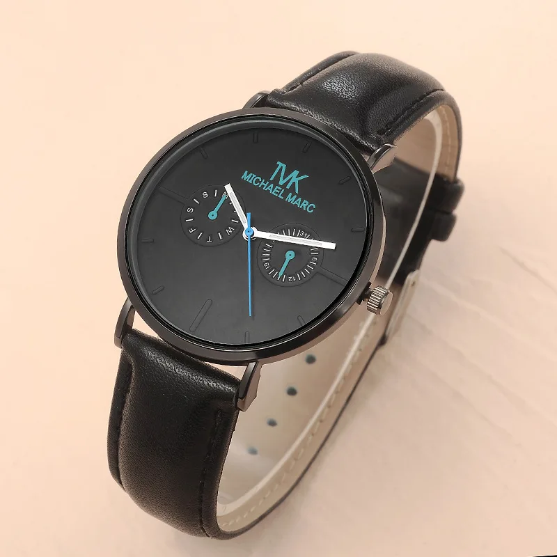 Womens Watches Casual Leather Strap Ladies Sports Watch Unisex Binocular Dial Quartz Wristwatch Black and White Lovers Watches