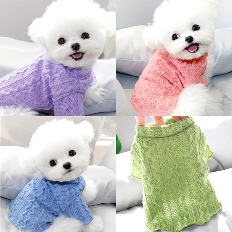 

ABQP Pet Knitted Bottoming Sweater Cat Teddy Warm Sweater Puppy Autumn and Winter Clothes Dog Clothe Doggy Outfit Apparel