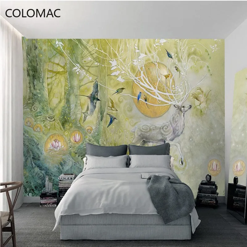 

Colomac Custom 3D Fantasy Forest Elk Room Background Mural Living Room Dining Hall Corridor Bedroom Wallpaper Dropshipping