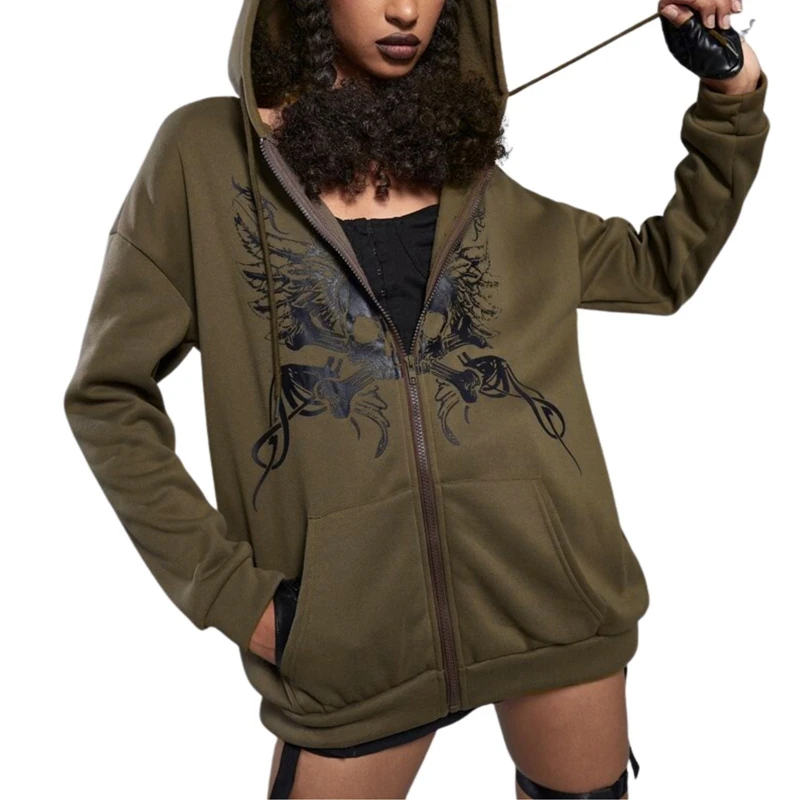 

Женская винтажная толстовка с капюшоном, на молнии