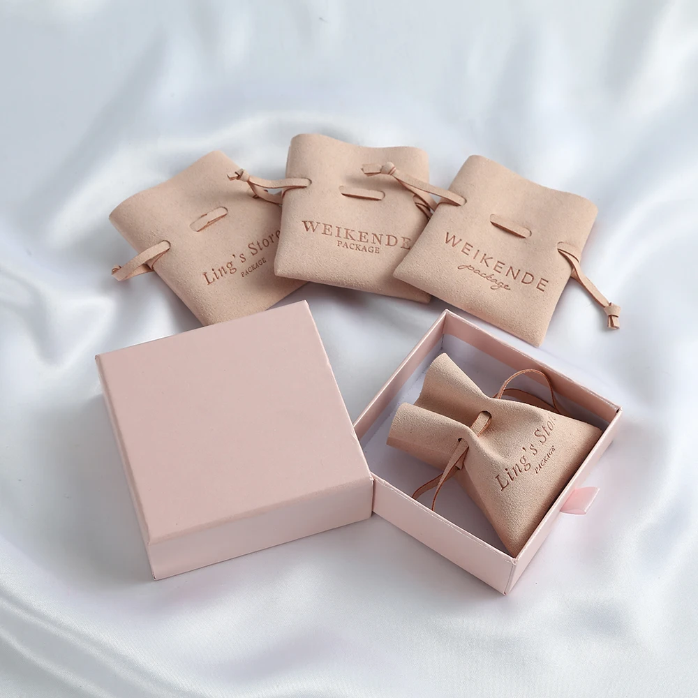 Wholesale 100pcs Microfiber Jewelry Pouches Drawstring Mini Bags Lipgloss Cosmetics Storage Custom Logo Party Gift Packaging Bag