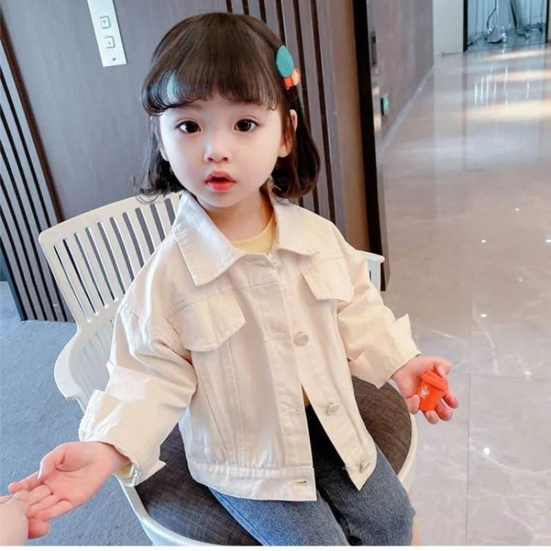 

2022 Spring Autumn New Baby Girls Boys Denim Jacket Beaded Strawberry Cotton Tops Coats Kids Casual Overcoats Children Clothes