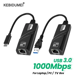 10/100/1000Mbps USB 3.0 Wired Network Card USB to RJ45 Type C to RJ45 LAN Ethernet Adapter for PC Macbook Windows Laptop