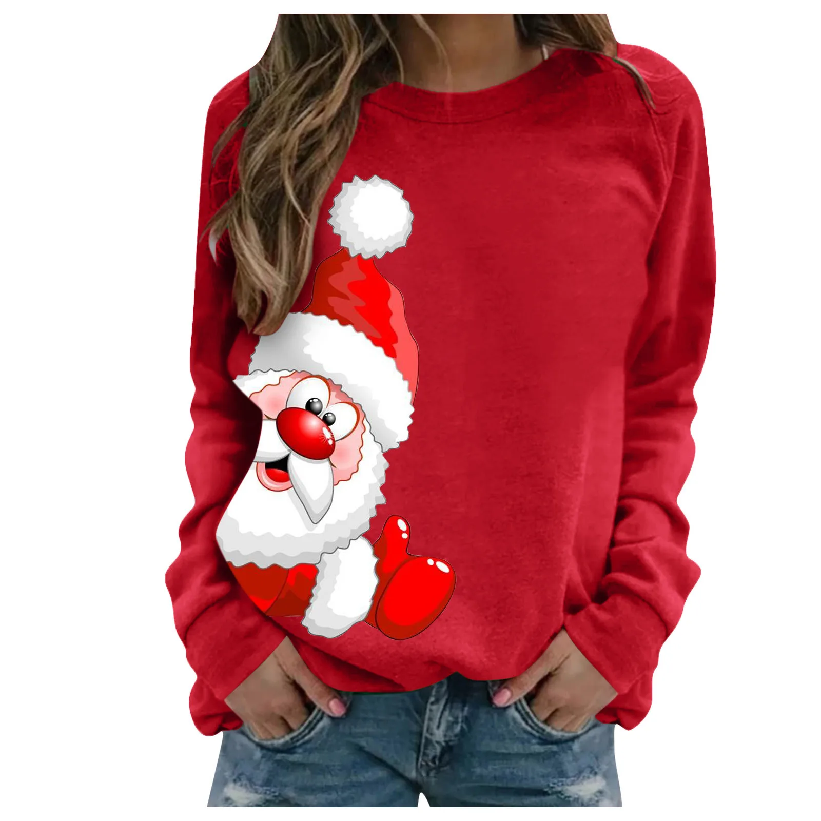 

Women's Clothing Christmas Santa Claus 3D Printed Long Sleeve Sweatshirt Elegant Autumn Pullover Shirts Top Women's Sweatshirt