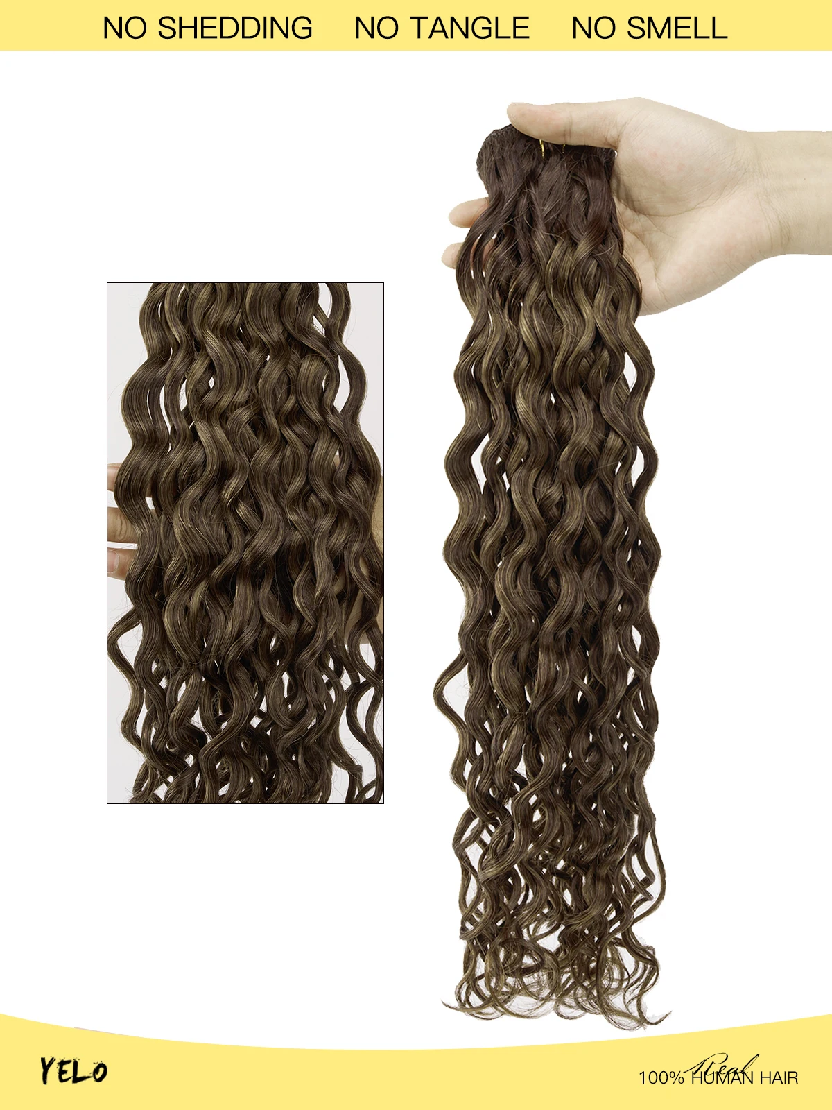 Фото Yelo Curly Clip in Hair Extensions Настоящие человеческие волосы Влажные и волнистые 100% бразильские заколки из человеческих волос Remy на 12-26 дюймов для женщин №4