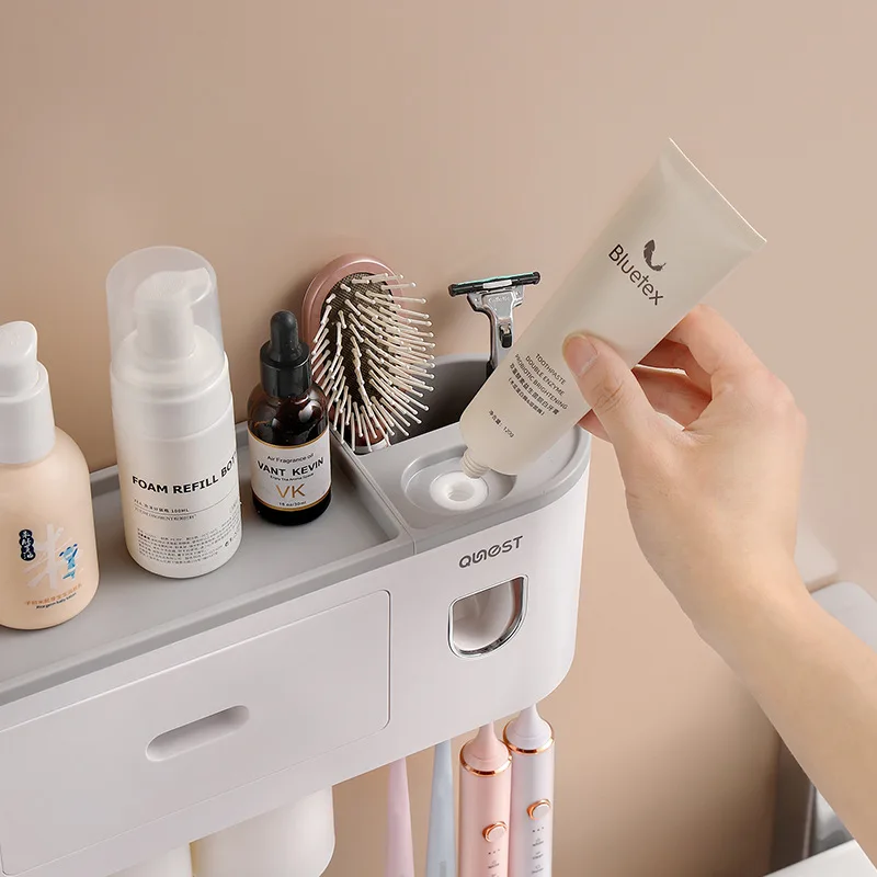 Двойной Автоматический Держатель Для Зубных Щеток И Дозатор Зубной Пасты