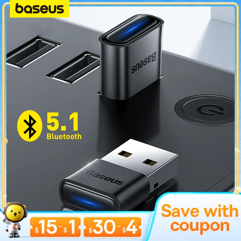 Baseus USB Bluetooth Adapter Dongle Adaptador Bluetooth 5.1 for PC Laptop Wireless Speaker Audio Receiver USB Transmitter