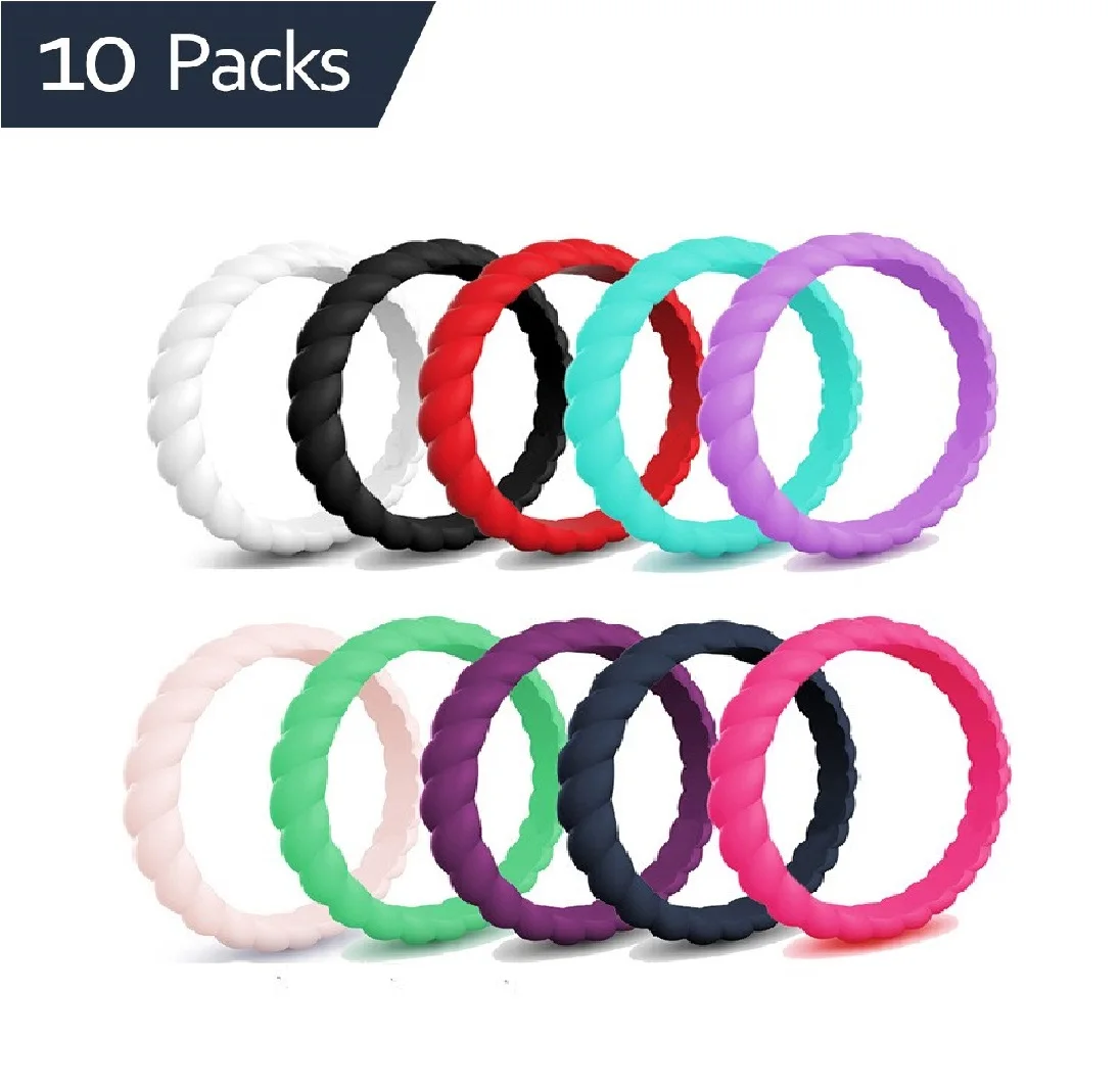 Тонкие штабелируемые силиконовые кольца шириной 3 мм 10 комплектов колец