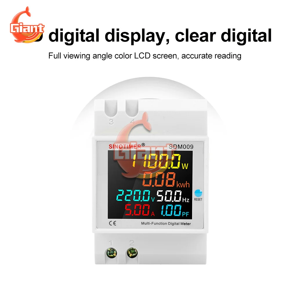 

Din Rail LCD Digital Voltage Current Frequency Power Wattmeter Electric Energy KWh Meter Multi-function Meter AC40-300V 250-450V