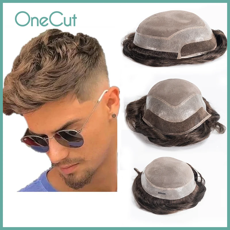 Швейцарский протез волос на шнуровке спереди для мужчин 100% Реми индийский парик
