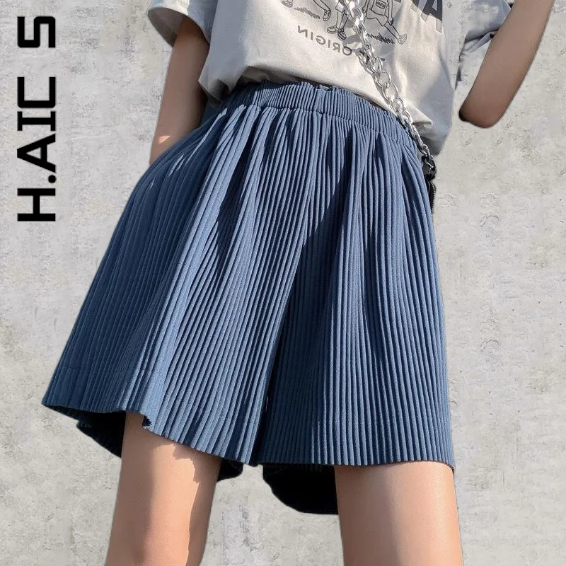 

H.Aic S Shorts New Pants Summer High Waist Sportswear Solid Color Loose Short PantsWomen Korean pants Chic Hip Clothes Female