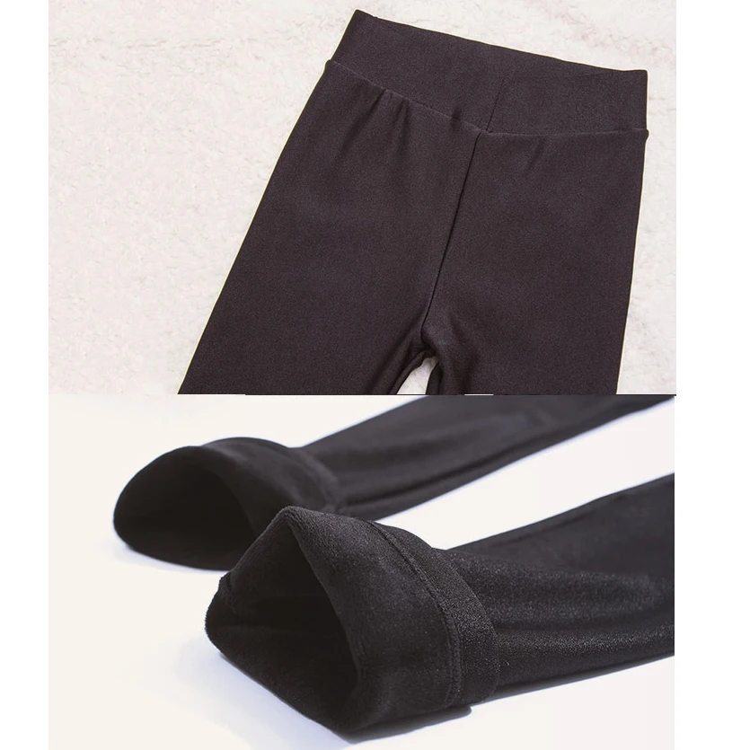 CHRLEISURE Winter Leggings Velvet Warm Tights High Elastic Thicken Female Luster Pants Black Skinny Pants For Women Leggins