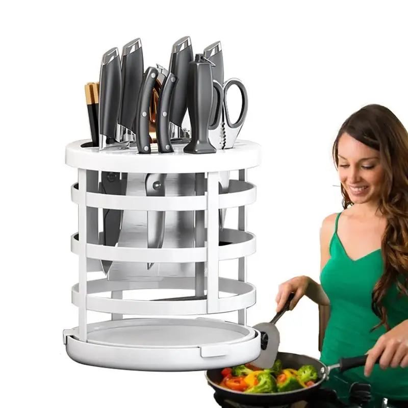 

Rotating Cutter Block Rotatable Stand For Cutter Portable And Waterproof Rotating Utensil Holder Home Cutter Holder For Kitchen