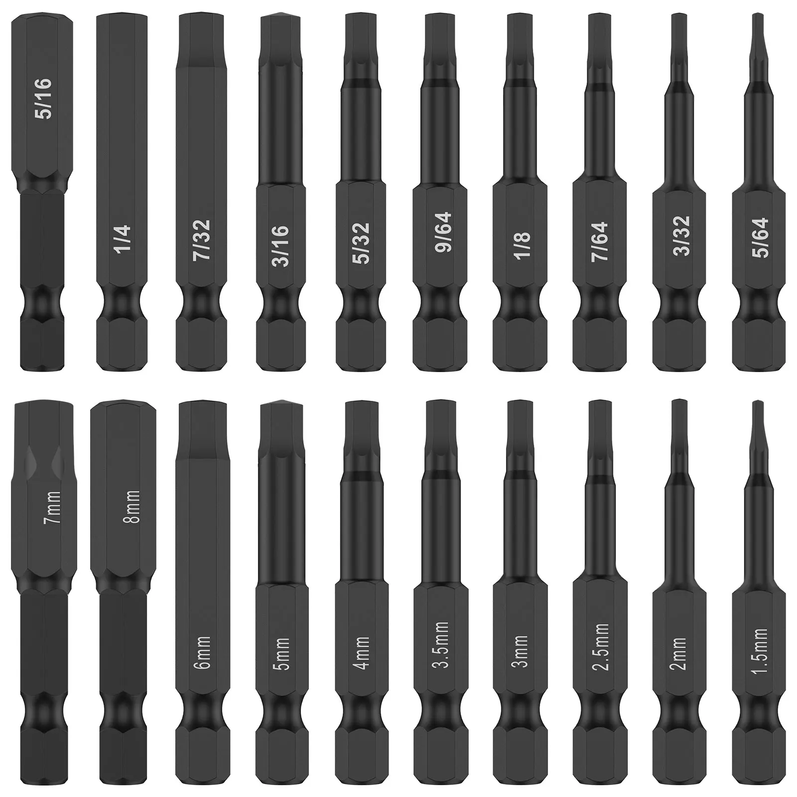 

20Pcs Metric Hex Head Allen Wrench Drill Bit Set S2 Alloy Steel Quick Release Shank Magnetic Screwdriver Drill Power Drill Bit