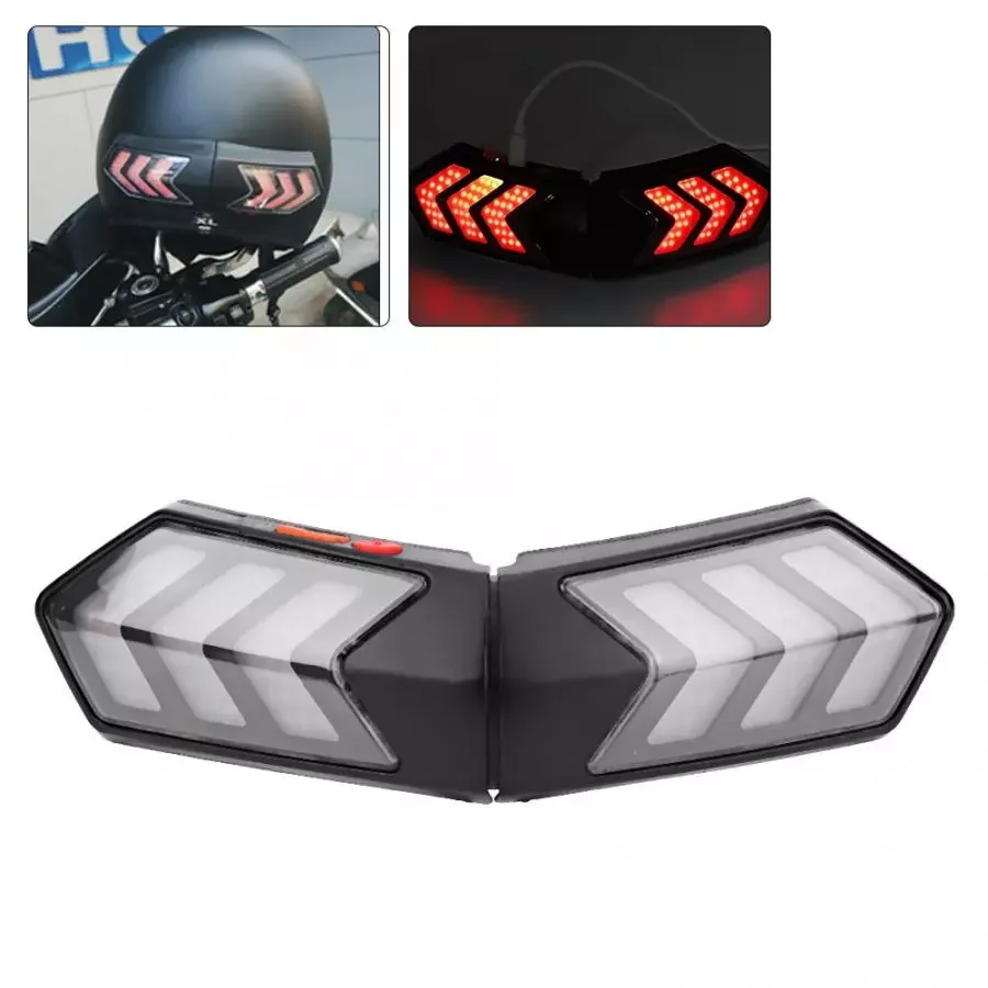 DC12V Black ABS Wireless Motorcycle Helmet LED Safety Light Motorbike Turn Signal Warning Brake Lightbar Wireless Helmet Light enlarge