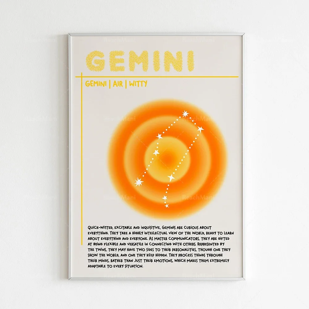 Zodiac prints asterisk colorful halo gradients astrology wall decor spiritual posters zodiac gifts aesthetic poster