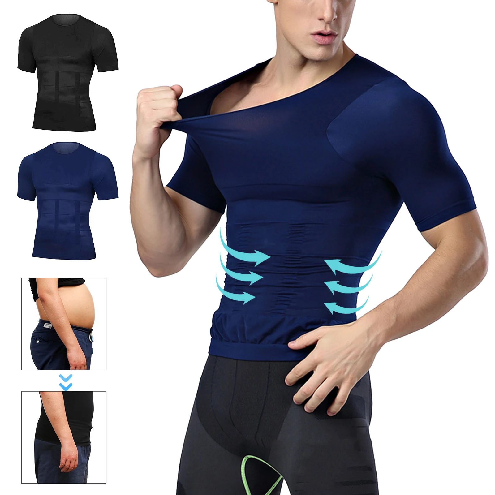 

Abdomen Corse Posture Vest Body Man Weight Tummy Shirt Compression Fat Slimming Loss Mens Burn Chest Male Building Shaper Belly