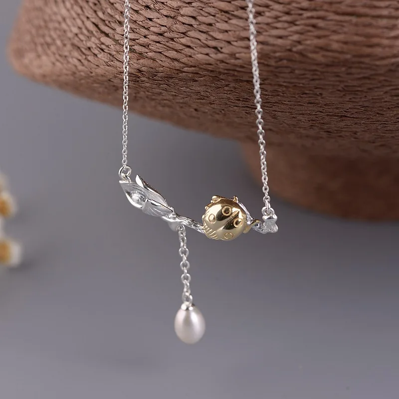 

Женское винтажное ожерелье с жемчугом, подвеска из серебра 100% пробы, 925 XL021