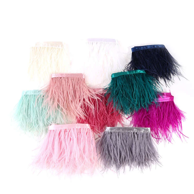 

1 Meter Ostrich Feathers Trim 8-10 CM Plumes Ribbon Selvage For DIY Wedding Dress Decoration Crafts Accessories Wholesale