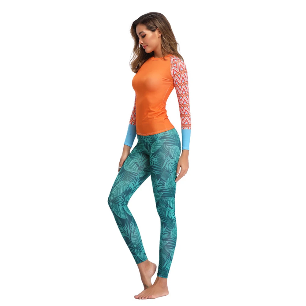 Women's Fashion And Comfortable Split Long-Sleeve Sunscreen Surfing Suits Water Sports Beach Quick-Drying Swim Surfing Suits