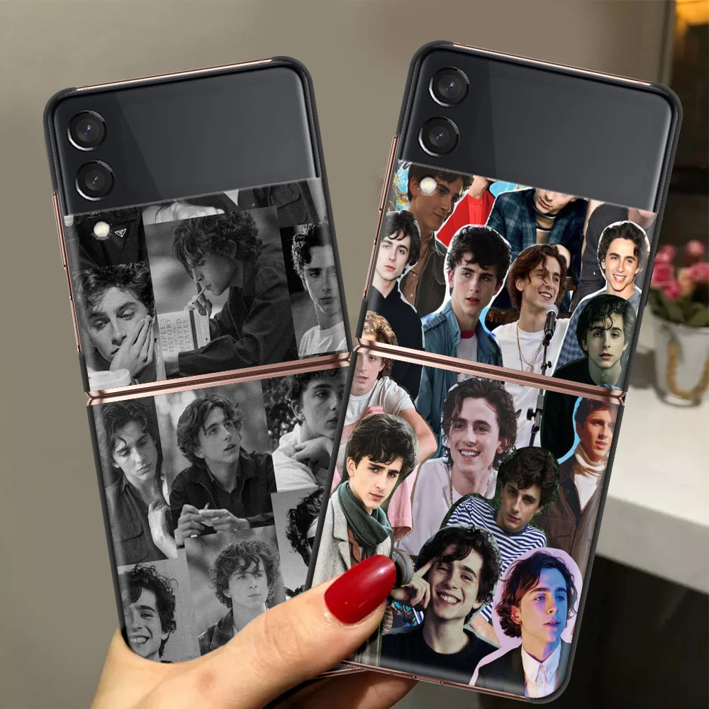 

Timothee Chalamet Luxury Phone Cover For Samsung Galaxy Z Flip Case Black For Samsung Z Flip 3 5G Hard PC Foldable Shell Fundas