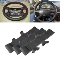 soft perforated leather cover for vw golf 4 mk4 1998 2004 passat b5 1996 2005 diy hand sewing steering wheel cover leather trim